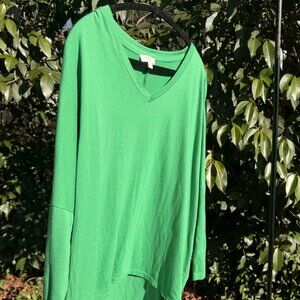 Umgee Green High-Low V-Neck Tunic Top